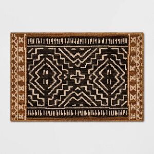 2'x3' Threshold Global Accent Rug Woven Black Tan Brown - Doorway / Entryway Mat